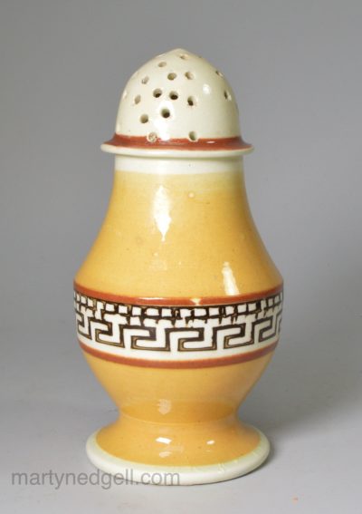 Mochaware pepper pot, circa 1820