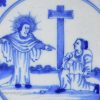 London delft biblical tile, Christ and the woman of Canaan, circa 1750