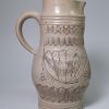 Raren type German saltglaze stoneware jug, circa 1650