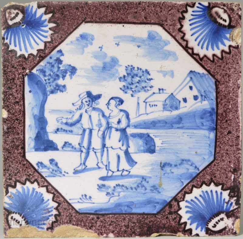 London delft tile, circa 1750