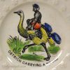 Pearlware pottery child's plate, "Ostrich carrying a Negro", circa 1830