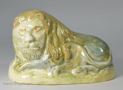 Creamware pottery model of a lion, circa 1790