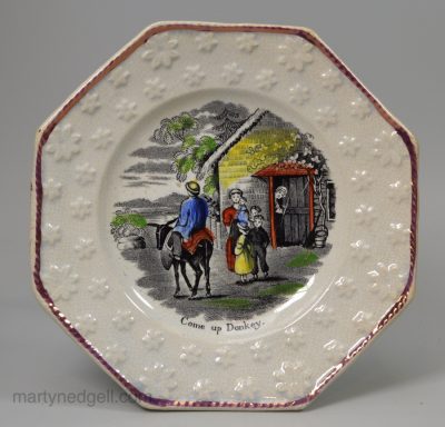 Pearlware pottery child's plate "Come up Donkey", circa 1840