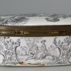 Bilston enamel snuff box decorated with risqué print, circa 1770