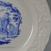 Pearlware pottery plate decorated with a blue transfer under the glaze, circa 1820