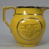 Canary yellow jug commemorating Sir Frances Burdett, circa 1810