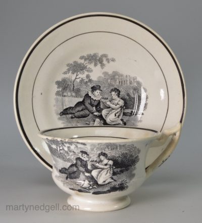 Toy pearlware pottery cup and saucer, circa 1820