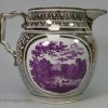Pearlware jug decorated with purple prints under the glaze and silver resist lustre, circa 1820