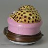 Bilstone enamel patch box moulded and decorated as a leopard, circa 1770
