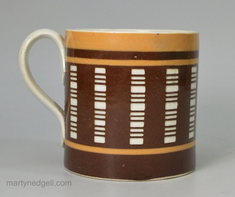Small mochaware mug, circa 1820