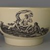 Liverpool creamware pottery bowl printed with a ship, circa 1790