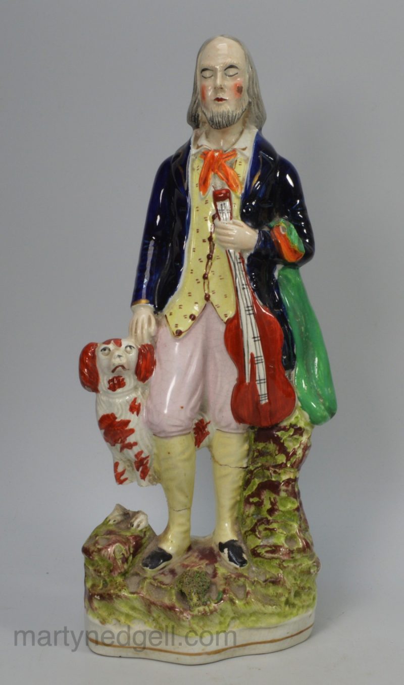 Staffordshire pottery figure of the blind violinist, circa 1860