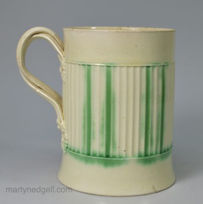 Creamware pottery mug, circa 1770, possibly Leeds Pottery
