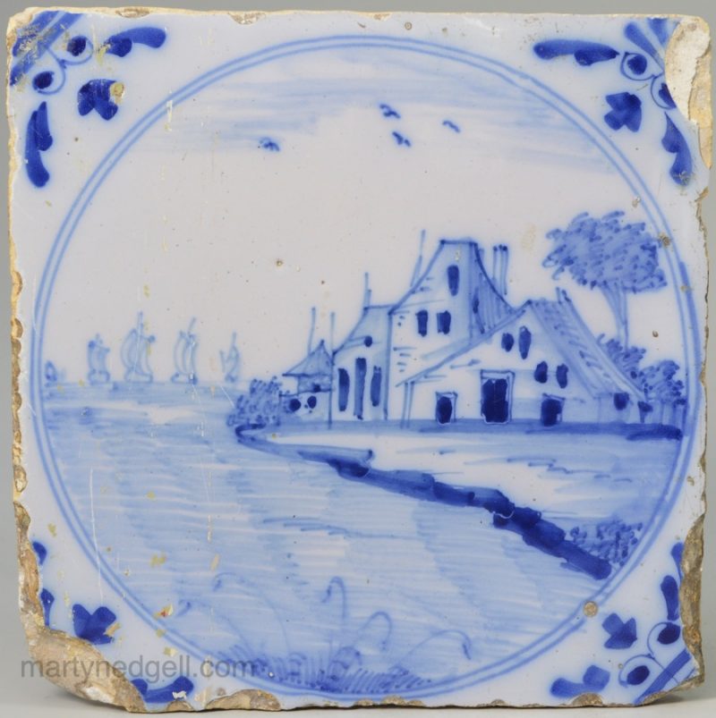London delft tile, circa 1750