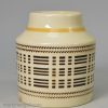 Creamware pottery mustard pot decorated with inlaid slip, mochaware, circa 1820
