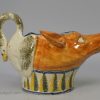 Prattware pottery fox and goose sauce boat, circa 1800