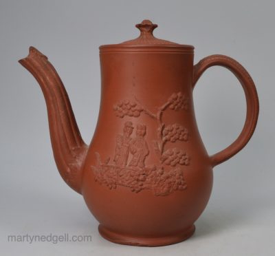 Staffordshire red stoneware coffee pot, circa 1750