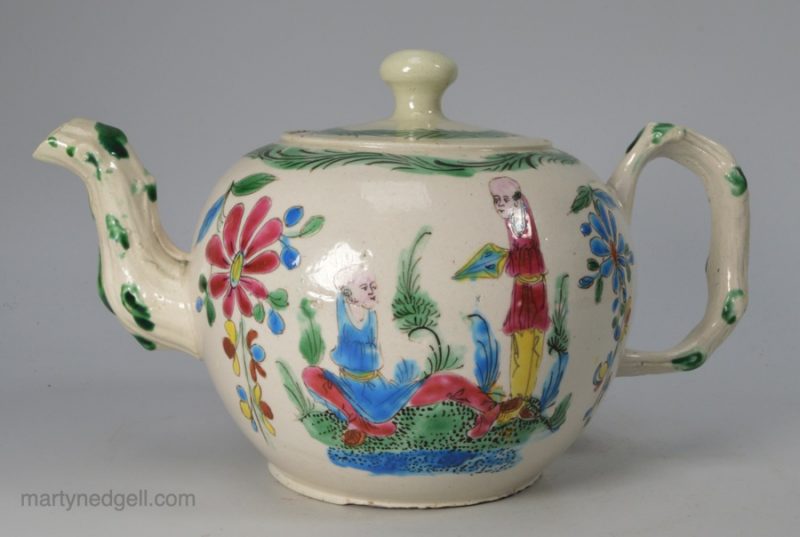 Staffordshire saltglaze stoneware teapot, circa 1760