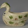 Creamware pottery duck sauce boat, circa 1780
