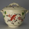 Creamware pottery sugar pot and cover, circa 1770