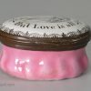 Bilston enamel patch box "The Gift is Small, But Love is all", circa 1780