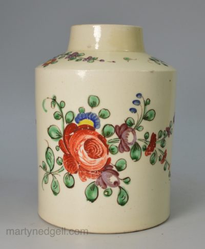 Creamware pottery tea canister, circa 1780