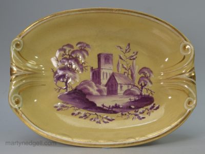 Drabware dessert dish, circa 1800, probably Lakin & Poole Pottery