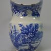 Pearlware jug decorated with blue transfer print from the British Scenery series, circa 1820