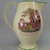 Oversized creamware jug decorated with a painted panel and humorous prints, Doctor Moore 1796