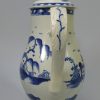 Pearlware pottery coffee pot painted in blue under the glaze, circa 1790