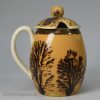 Pearlware pottery mustard pot with mocha dendritic decoration, circa 1820
