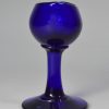 Blue glass blown eye bath, circa 1840