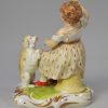 Pair of Derby porcelain figures of girls with a dog and a cat, circa 1810