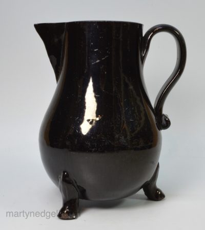 Jackfield black pottery serving jug, circa 1770