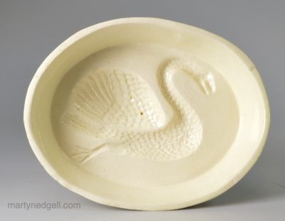 Creamware pottery Swan culinary mould, circa 1780
