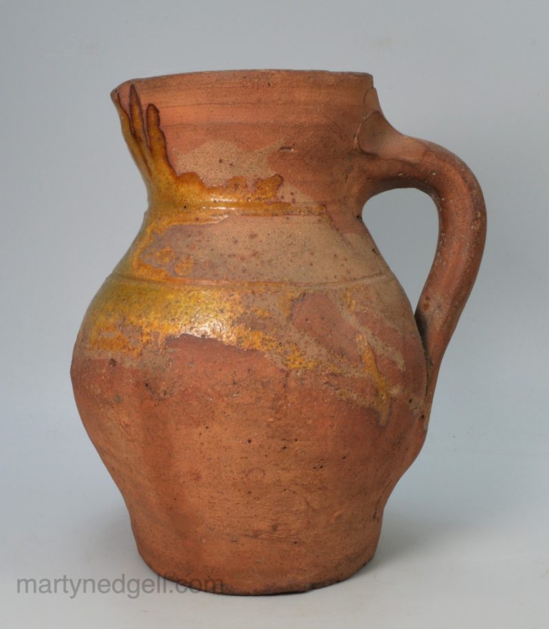 English late medieval pottery jug, 14th-15th century, possibly Essex