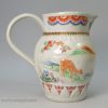 Japanese porcelain jug moulded in a style of Prattware pottery but decorated in traditional Japanese style, circa 1800