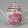 Chinese porcelain teapot painted with amorous scene for the European market, circa 1760