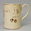 Creamware pottery mug "Pheby Thomas 1791"