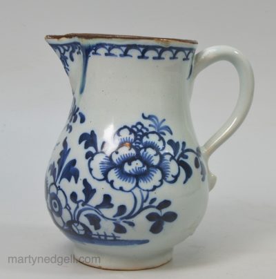 Rare London delft milk jug, circa 1760