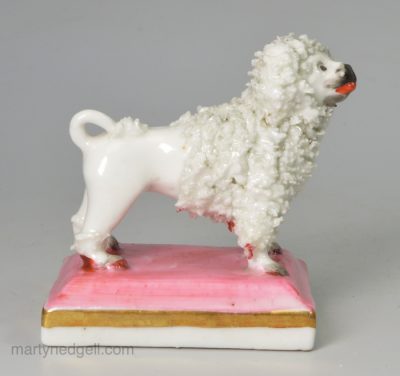 Staffordshire porcelain poodle, circa 1830, possibly Davenport