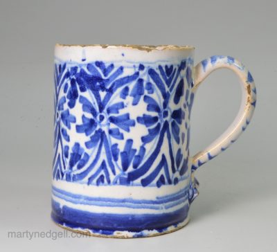 London delft mug, circa 1690