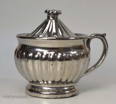 Silver lustre mustard pot, circa 1840