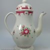 Large pearlware pottery coffee pot, circa 1790, possibly Leeds Pottery