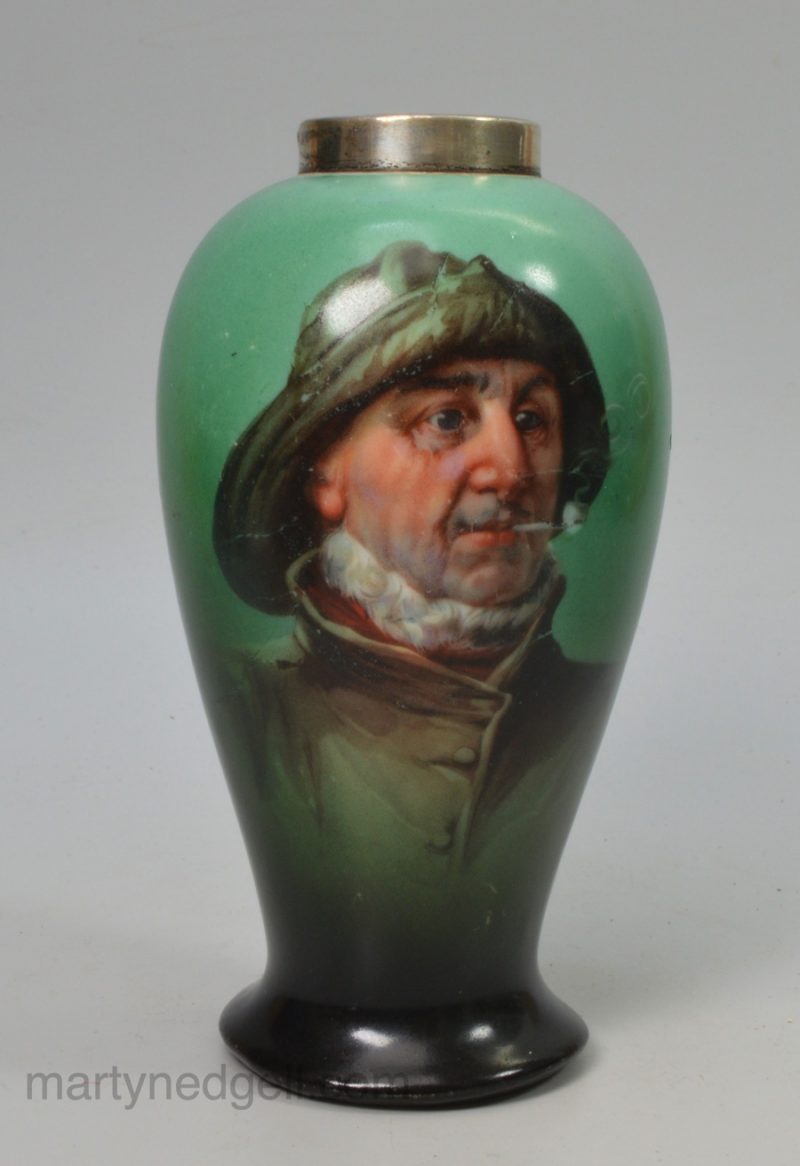 Continental porcelain vase decorated with a fisherman print, circa 1910