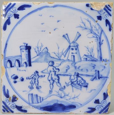 London delft tile, circa 1750