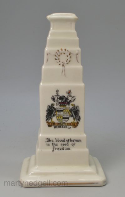 Crested ware porcelain model of the Cenotaph in Whitehall, "Redesdale", circa 1920