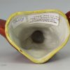 Pearlware pottery fox head stirrup cup, circa 1820