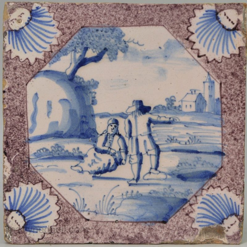 London delft tile, circa 1740