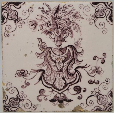 Rotterdam tin glaze tile, circa 1750